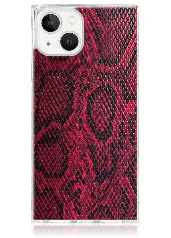 SQUARE? Red Python Faux Leather iPhone Case