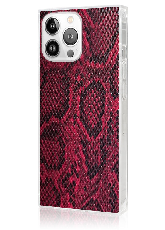 SQUARE? Red Python Faux Leather iPhone Case