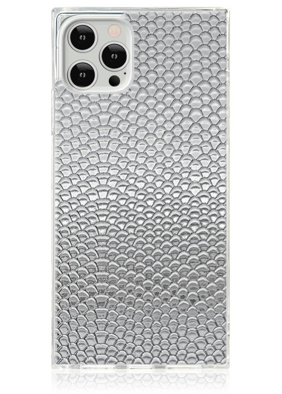 SQUARE? Silver Metallic Snakeskin Faux Leather iPhone Case
