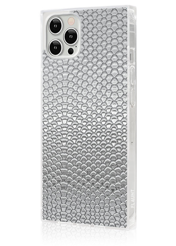 SQUARE? Silver Metallic Snakeskin Faux Leather iPhone Case