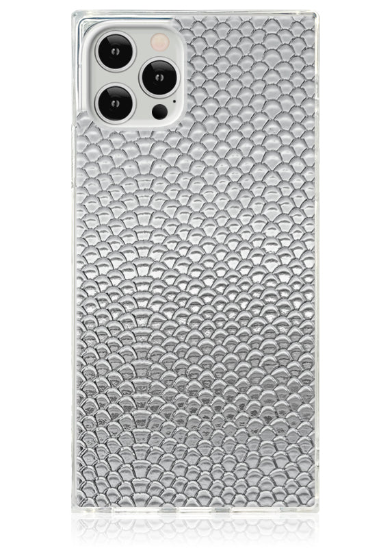 SQUARE? Silver Metallic Snakeskin Faux Leather iPhone Case