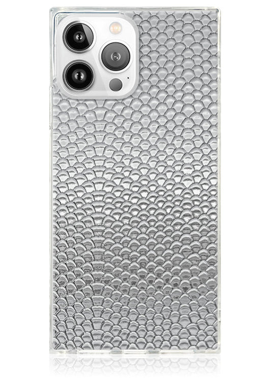 SQUARE? Silver Metallic Snakeskin Faux Leather iPhone Case