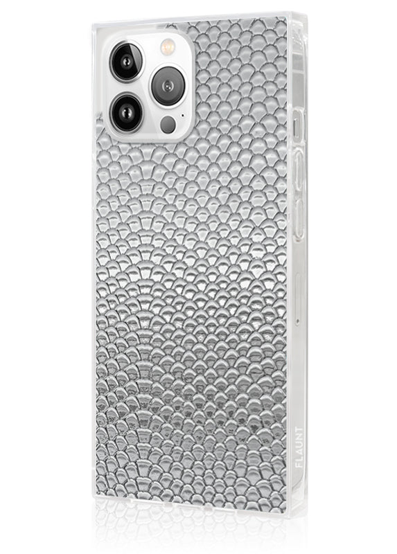 SQUARE? Silver Metallic Snakeskin Faux Leather iPhone Case