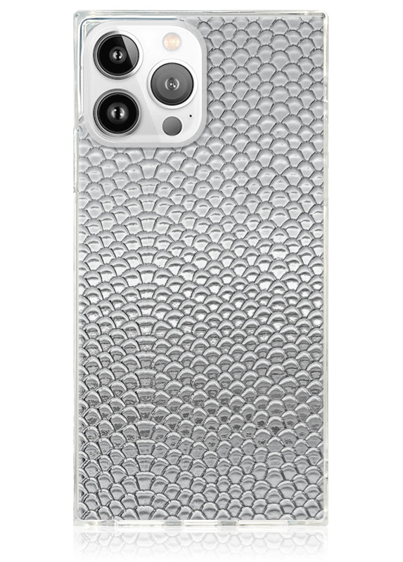 SQUARE? Silver Metallic Snakeskin Faux Leather iPhone Case