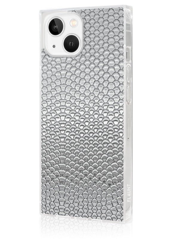 SQUARE? Silver Metallic Snakeskin Faux Leather iPhone Case