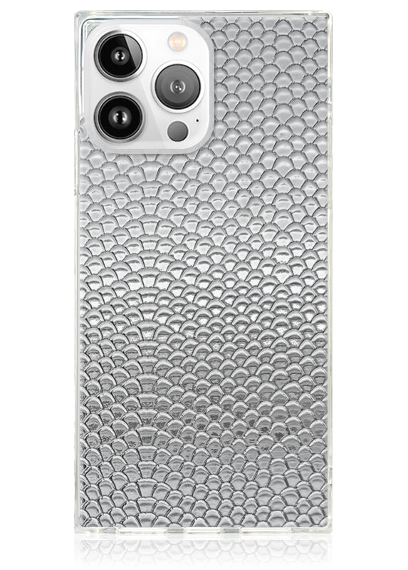 SQUARE? Silver Metallic Snakeskin Faux Leather iPhone Case