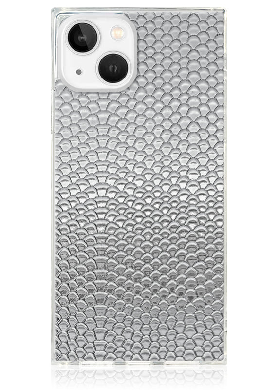SQUARE? Silver Metallic Snakeskin Faux Leather iPhone Case