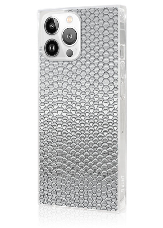 SQUARE? Silver Metallic Snakeskin Faux Leather iPhone Case