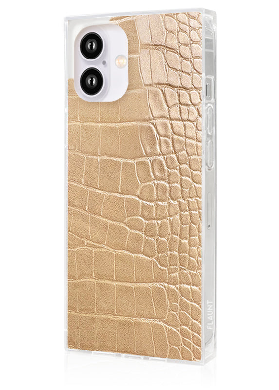 SQUARE? Tan Crocodile Faux Leather iPhone Case