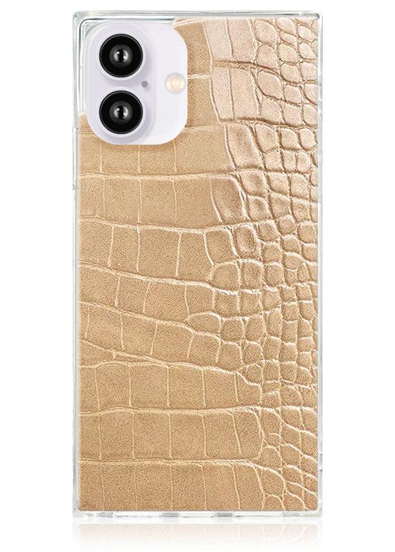 SQUARE? Tan Crocodile Faux Leather iPhone Case