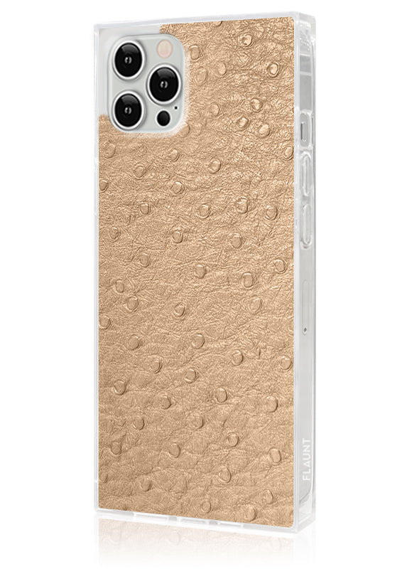 SQUARE? Tan Ostrich Faux Leather iPhone Case