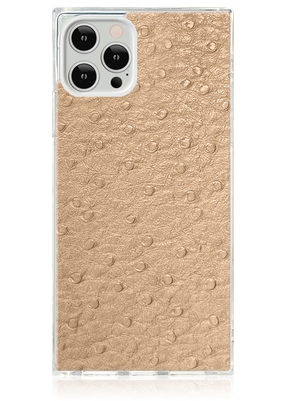 SQUARE? Tan Ostrich Faux Leather iPhone Case