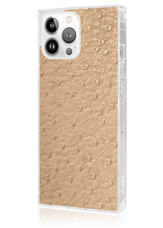 SQUARE? Tan Ostrich Faux Leather iPhone Case