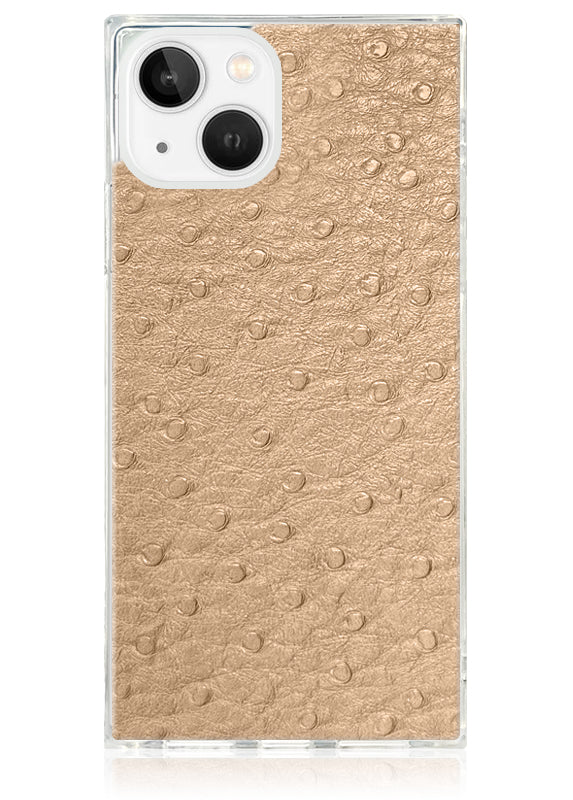 SQUARE? Tan Ostrich Faux Leather iPhone Case