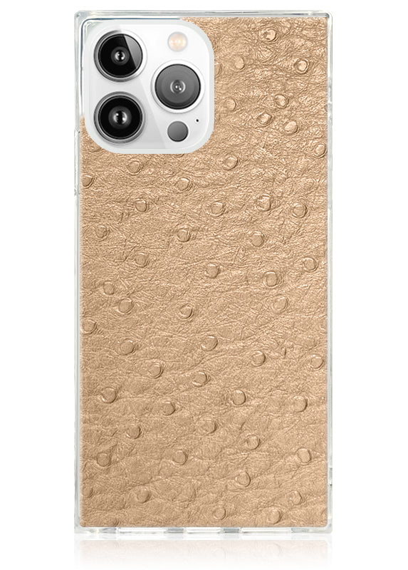 SQUARE? Tan Ostrich Faux Leather iPhone Case
