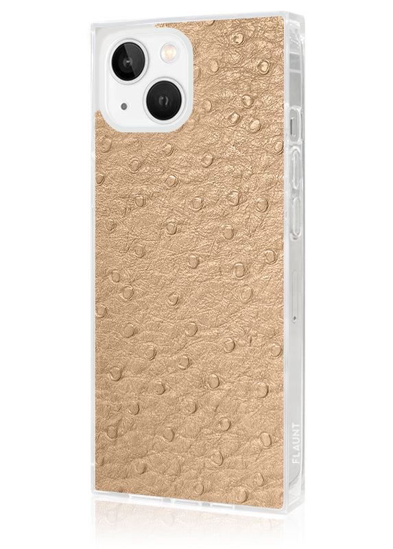 SQUARE? Tan Ostrich Faux Leather iPhone Case