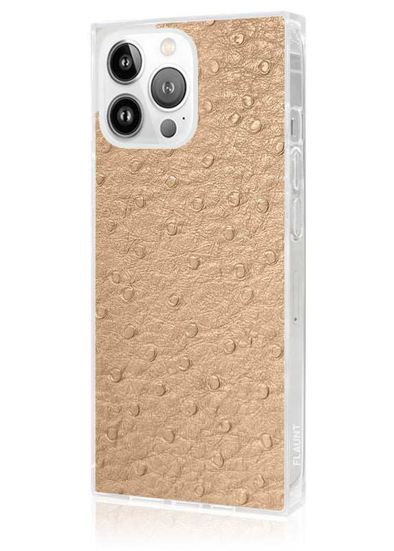 SQUARE? Tan Ostrich Faux Leather iPhone Case