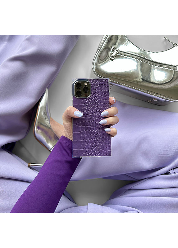 SQUARE? Purple Crocodile Faux Leather iPhone Case