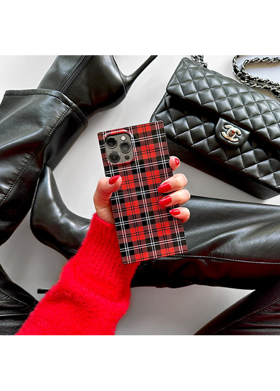 SQUARE? Red Plaid Galaxy Case