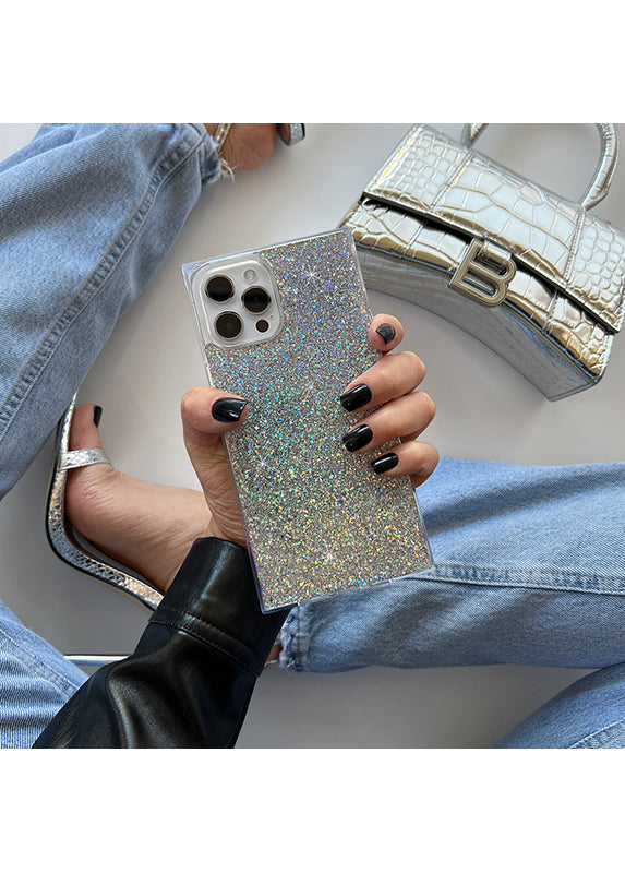 SQUARE? Silver Glitter Galaxy Case