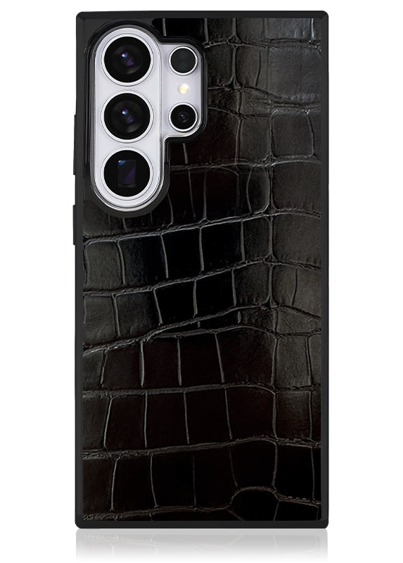 SQUARE? Black Crocodile Faux Leather Galaxy Case