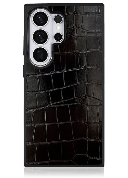 SQUARE? Black Crocodile Faux Leather Galaxy Case
