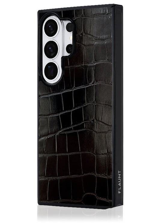 SQUARE? Black Crocodile Faux Leather Galaxy Case